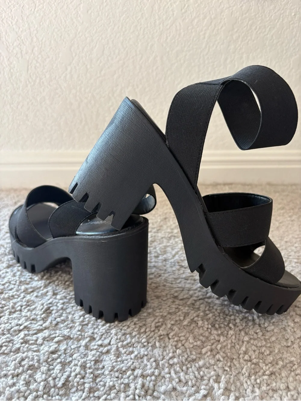 Black Strappy Platform Sandals